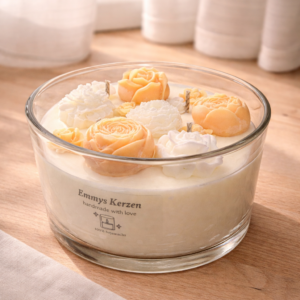 Rosenkerze „Ivory Rose“ – elegante Deko Kerze