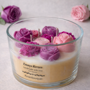 Rosenkerze „Rosenbouquet“ – romantische Deko Kerze