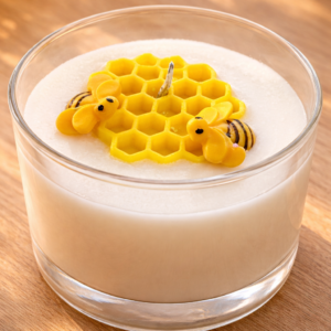 Honigwaben Kerze im Glas – süße Bienen Deko