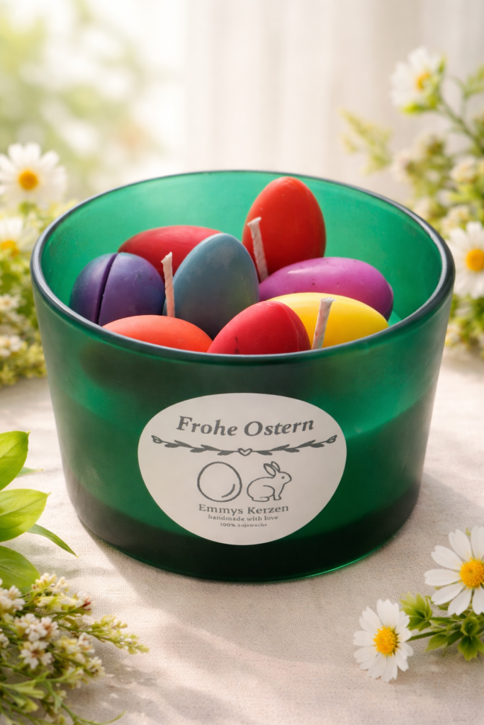 Osterkerze Nest aus Sojawachs – handgemachte Osterdeko & Geschenkidee
