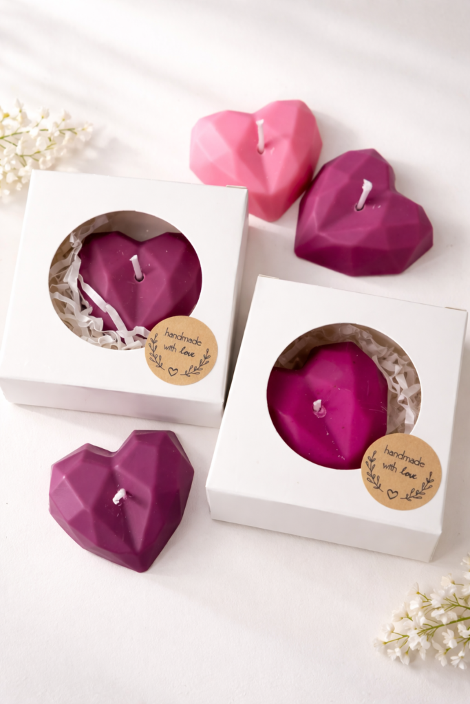 Herzkerzen Set handgemacht – Romantische Deko- & Geschenkidee