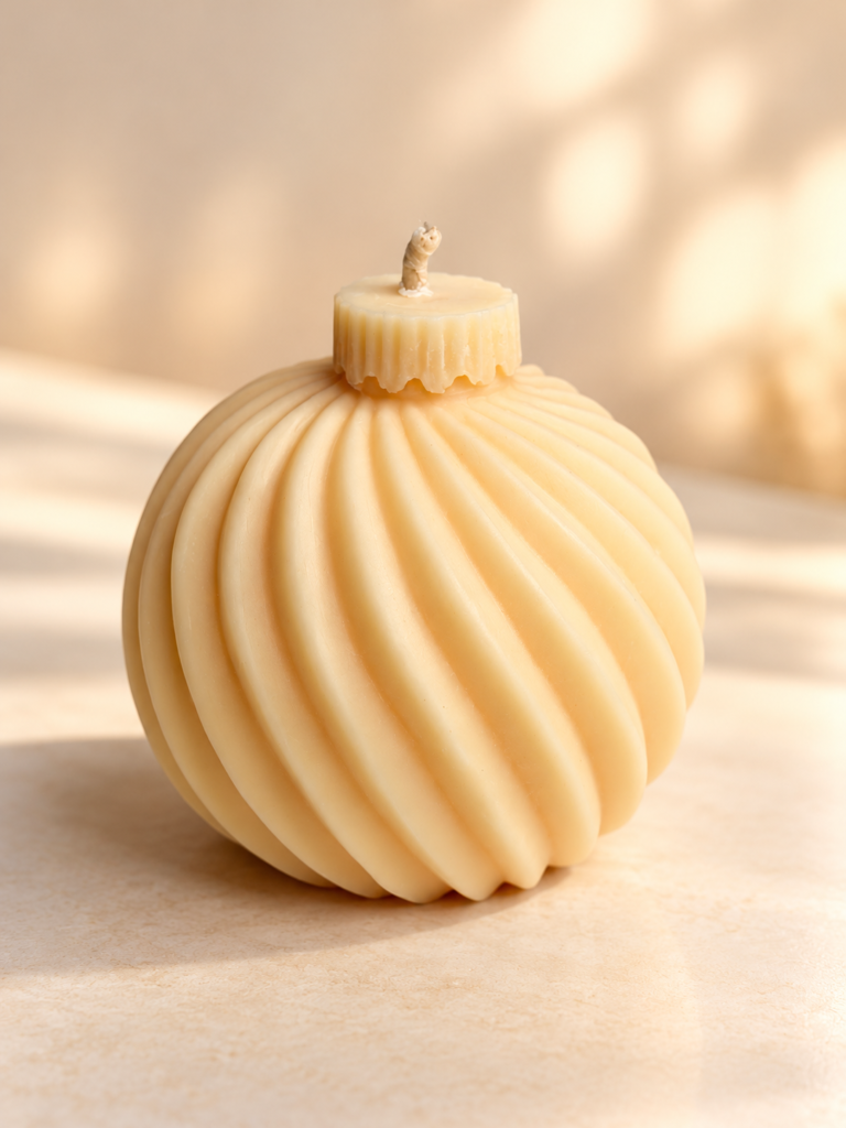 Christbaumkugel Kerze Creme – Große Weihnachtskerze