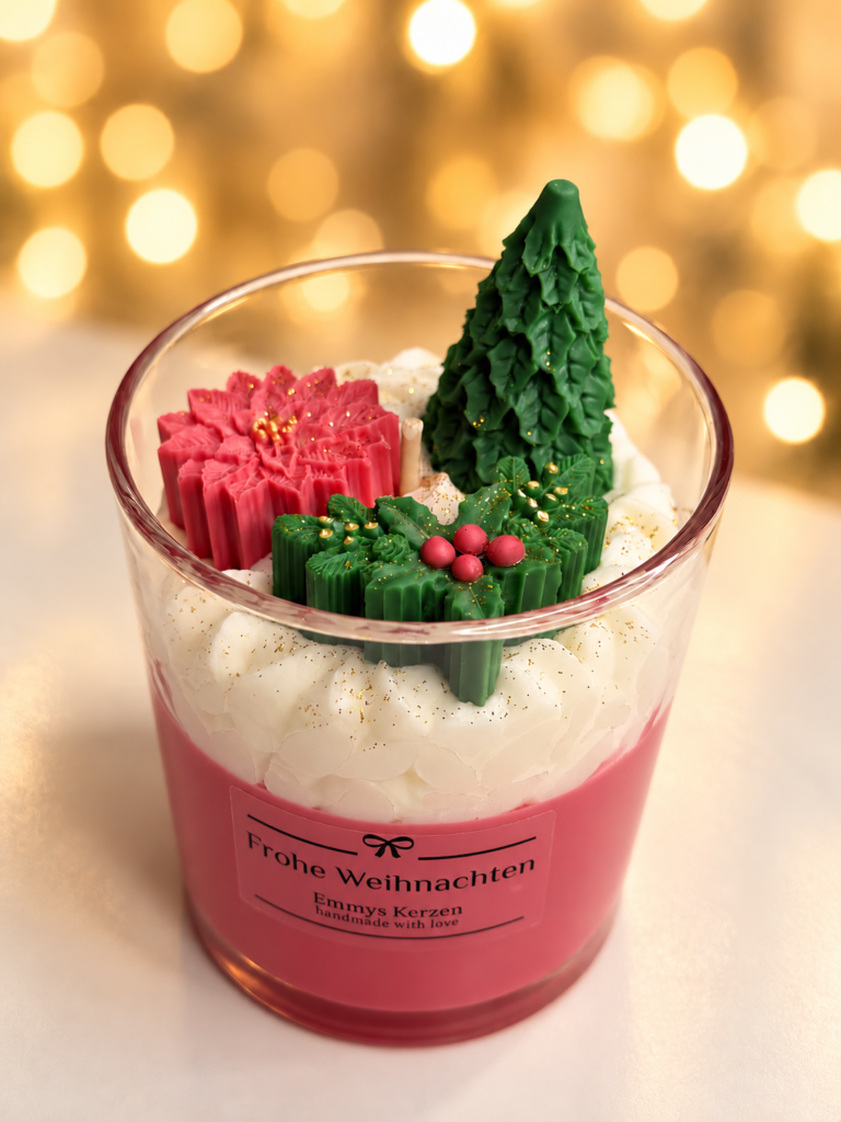 Weihnachtskerze im Glas „Frohe Weihnachten“ | Emmys Kerzen